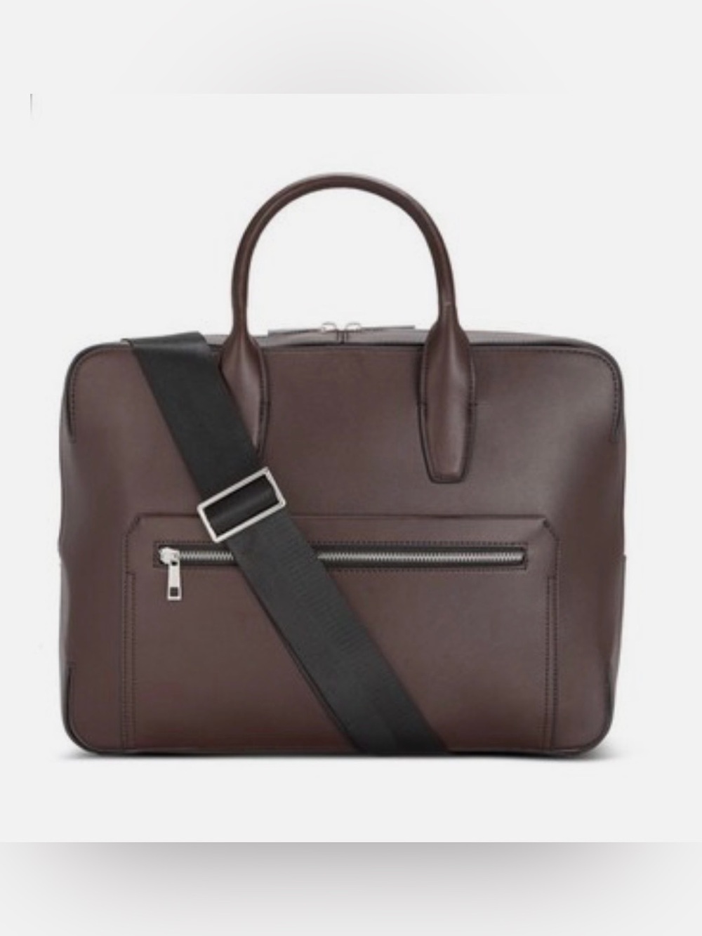Alfani Unisex Messenger Bag Adjustable Cross Body Strap Faux Leather Rich Brown
